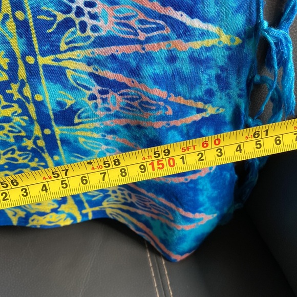 Mottled Blue Fish Print Sarong/Wrap Beachwear - Picture 3 of 6